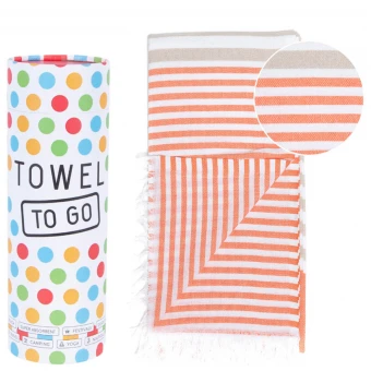 TOWEL TO GO Bali Hammam Towel Orange/Beige, With Recycled Gift Box 3 TOWEL TO GO Bali Hammam Towel Orange/Beige, With Recycled Gift Box