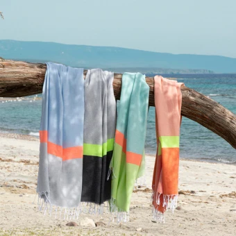 TOWEL TO GO Neon Hammam Towel Blue/Grey, With Recycled Gift Box 5 TOWEL TO GO Neon Hammam Towel Blue/Grey, With Recycled Gift Box – Bild 3