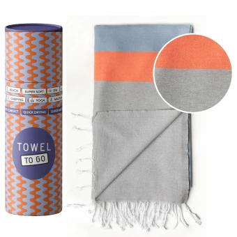 TOWEL TO GO Neon Hammam Towel Blue/Grey, With Recycled Gift Box 3 TOWEL TO GO Neon Hammam Towel Blue/Grey, With Recycled Gift Box